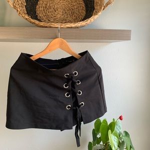 Black Side Lace Up Skirt